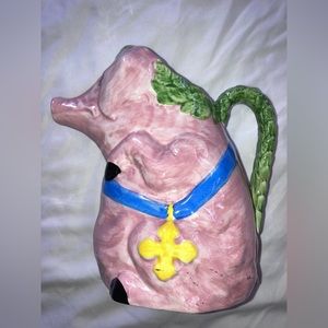 VINTAGE William Sonoma Ceramic Pink Pig Pitcher
